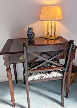 Writing Desk, Chair, and Lamp