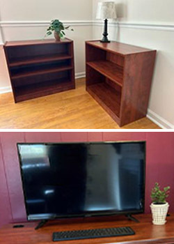 Solid Wood Bookshelves & Monitor