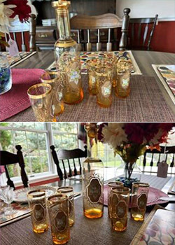 Vintage Amber Decanter Set